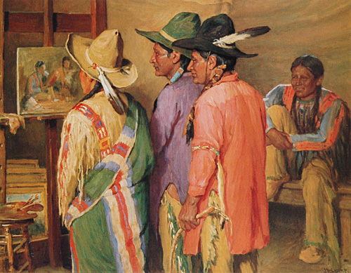 Studio Visitors, oil on canvas. 25 inches x 30 inches.