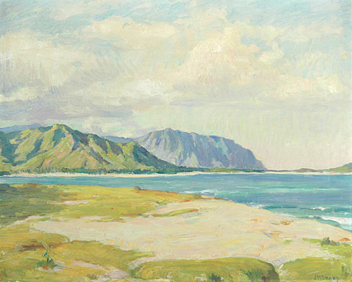 Kailua Beach, Beyond the Pali, oil on canvas, 1930s. 16 inches x 20 inches.